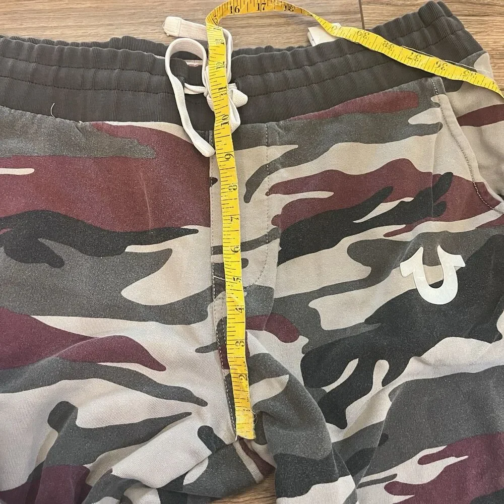 True Religion Camouflage Camo Joggers Sweatpants Loose Fit Red Gray Men's L